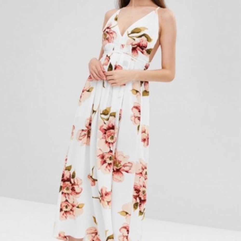 NWT gorgeous floral slit criss-cross maxi dress
